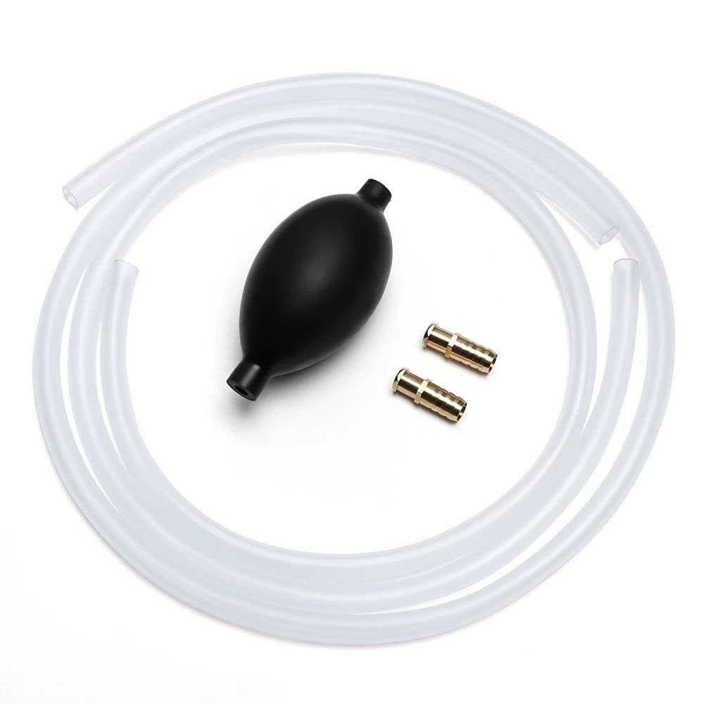 Manual Liquids Transfer Pump Kit, Hand Siphon Pump with 2 Durable PVC Hoses, Fuel Transfer Pump for Gasoline, Oil, Water, Diesel, Gas, Fluid(80cm)