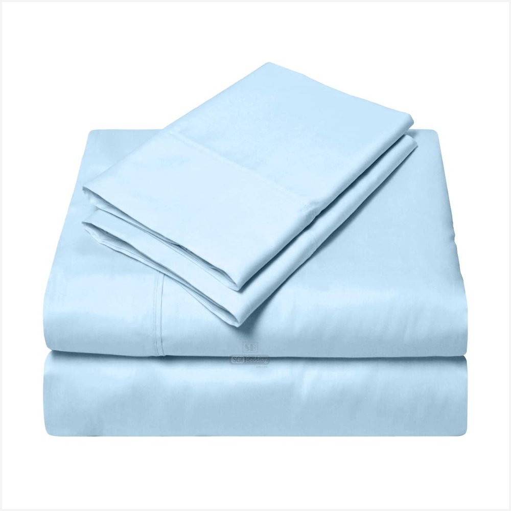 1000 TC RV Sheet Sets 24X72" Cot Bed Size Light Blue Solid, Bed Sheets for Campers, Egyptian Long-Staple Cotton RV Bunk And Truck Sleeper Travel Trailers Easy Fit Mattress up to 14 Inch Deep Pockets