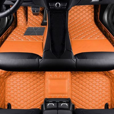 LonYogan Diamond Floor Mats Compatible with Infiniti QX56 5seats 2011-2013, Leather Front & Rear Car Mats Carpet Heavy Duty Automotive Floor Mats All Weather Non-Slip Mats Orange
