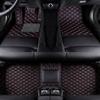 LonYogan Diamond Floor Mats Compatible with Ford Kuga 2013-2018 (Split Rear Seats), Leather Front & Rear Car Mats Carpet Heavy Duty Automotive Floor Mats All Weather Non-Slip Mats Black- Red view 1