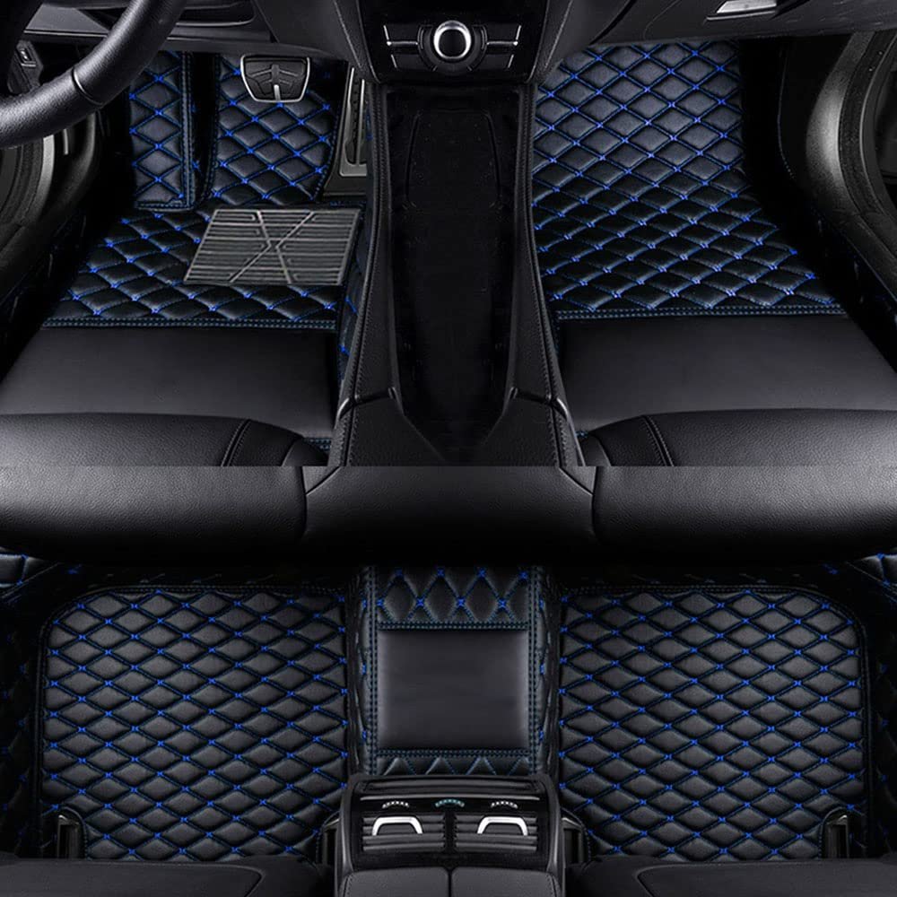 LonYogan Diamond Floor Mats Compatible with Hyundai Elantra 2018, Leather Front & Rear Car Mats Carpet Heavy Duty Automotive Floor Mats All Weather Non-Slip Mats Black- Blue