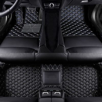 LonYogan Diamond Floor Mats Compatible with Honda CRV 2007-2011, Leather Front & Rear Car Mats Carpet Heavy Duty Automotive Floor Mats All Weather Non-Slip Mats Black- Beige