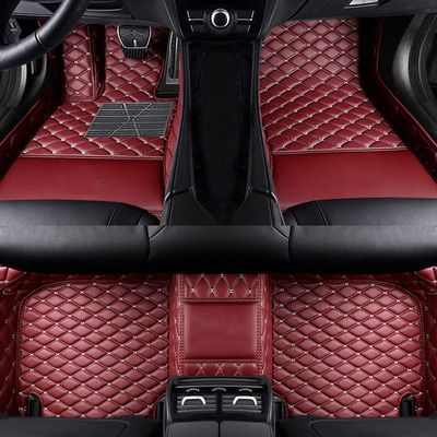 LonYogan Diamond Floor Mats Compatible with Hyundai Creta 2015-2019, Leather Front & Rear Car Mats Carpet Heavy Duty Automotive Floor Mats All Weather Non-Slip Mats Burgundy