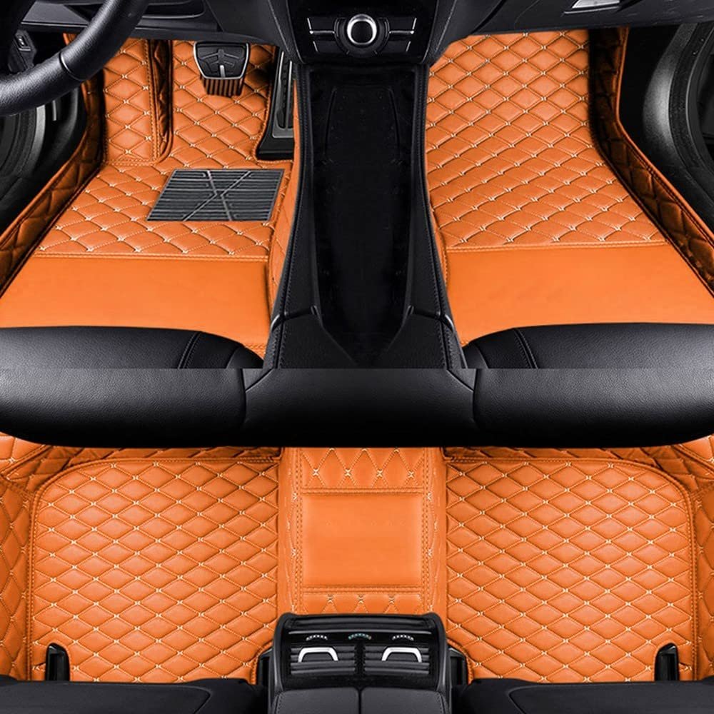 LonYogan Diamond Floor Mats Compatible with Nissan Teana L33 2013-2018, Leather Front & Rear Car Mats Carpet Heavy Duty Automotive Floor Mats All Weather Non-Slip Mats Orange
