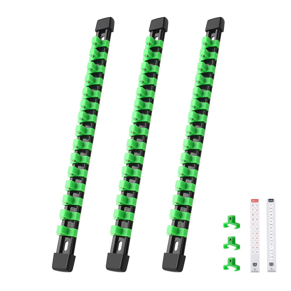 Reniteco Socket Organizer Set, 3-Pack, 3/8" Drive x 45 Clips