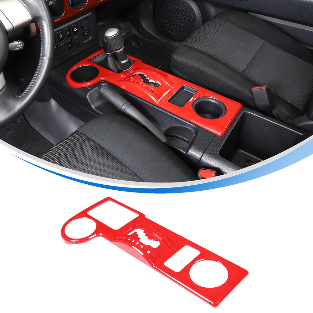 HIRUFAIT Gear Shift Panel Cover Frame Trim for Toyot@ FJ Cruiser 2007-2021 Accessories, ABS Center Consoles Gear Shift Panel Decor Protector (Red)
