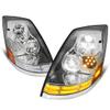 PM PERFORMOTOR Full LED DRL Headlights Assembly w/Switchback Signal Lights Compatible with Volvo VN VNL VNM VNX 03-17,Chrome Housing view 2