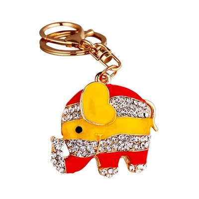 xiexuelian Cartoon Diamond-Encrusted Elephant car Key Chain Alloy Bag Pendant Small Gift Gift giveaway 1Pcs(+)