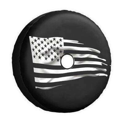 Cafetime Spare Tire Cover Distressed US Flag Wheel Tire Cover Torn Ripped USA Universal Fit for Trailer, RV, SUV Truck Camper Travel Wheel Protectors Covers 15 Inch with Backup Camera Hole