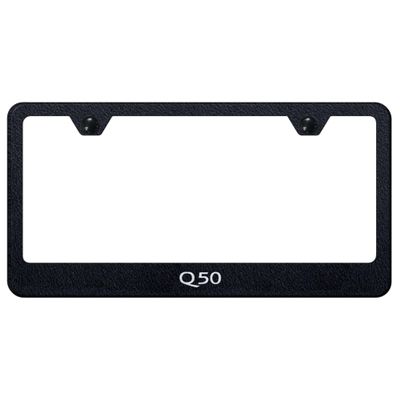 Au-TOMOTIVE GOLD Laser Etched Logo Stainless Steel License Plate Frame for Infiniti Q50 (Rugged Black)