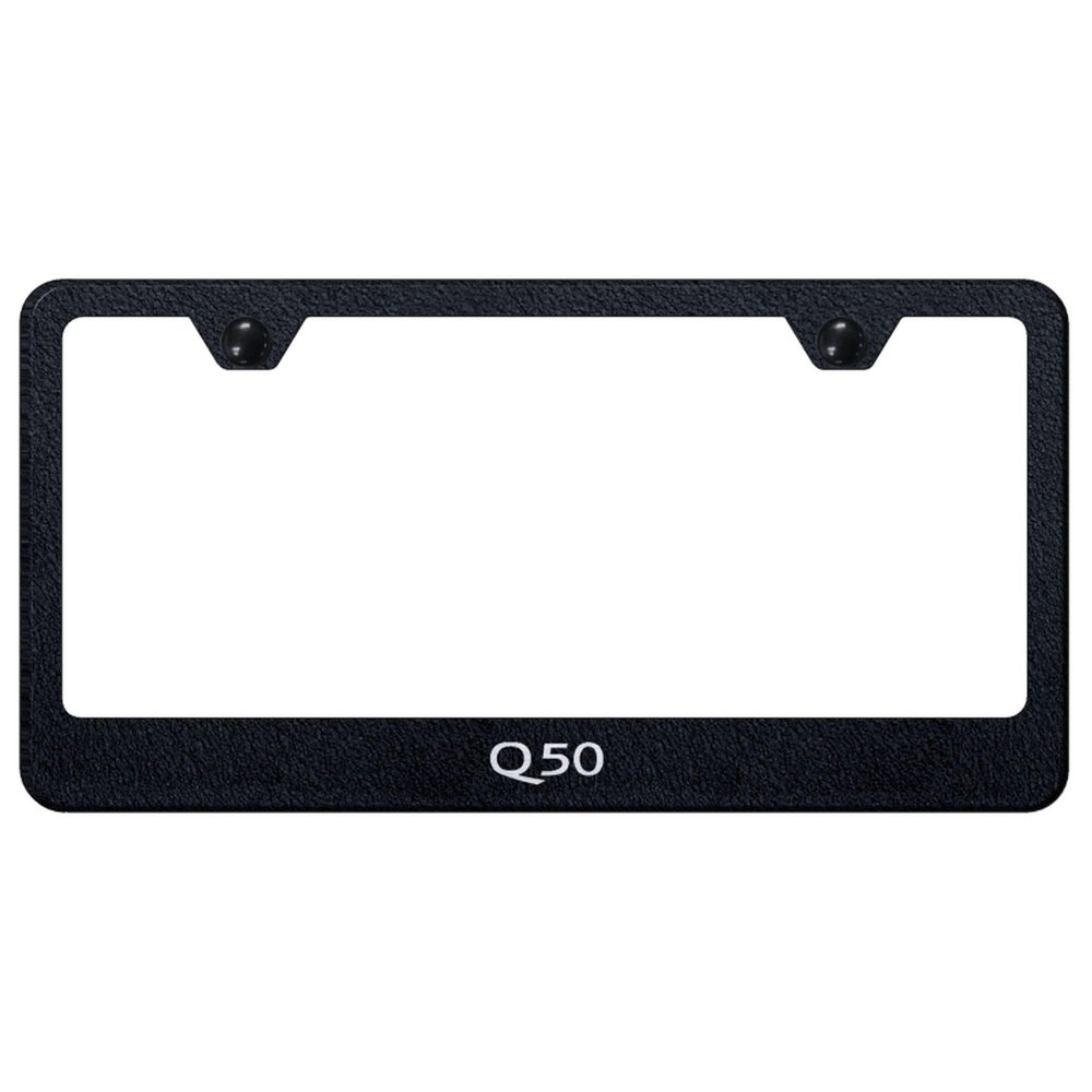 Au-TOMOTIVE GOLD Laser Etched Logo Stainless Steel License Plate Frame for Infiniti Q50 (Rugged Black)