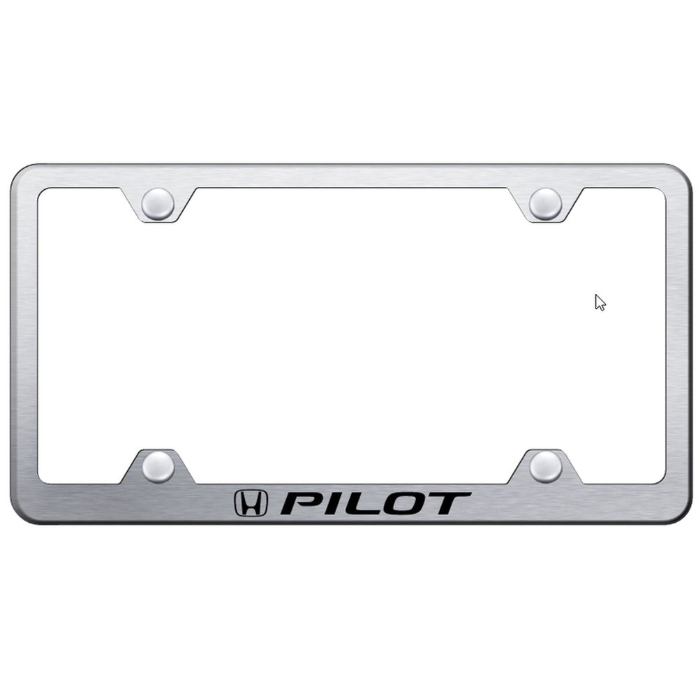 Au-TOMOTIVE GOLD Laser Etched Logo Stainless Steel Wide Body License Plate Frame for Honda Pilot (Brushed Chrome)