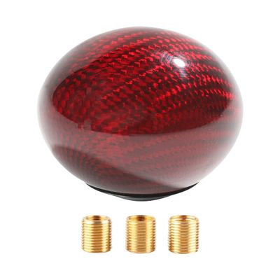 SUJADE YAKEFLY Universal Shifter, Round Carbon Fiber Gear Shift Knob with 3 Aluminum Adapters, Car Shift Lever Stick Knob (Carbon Red)