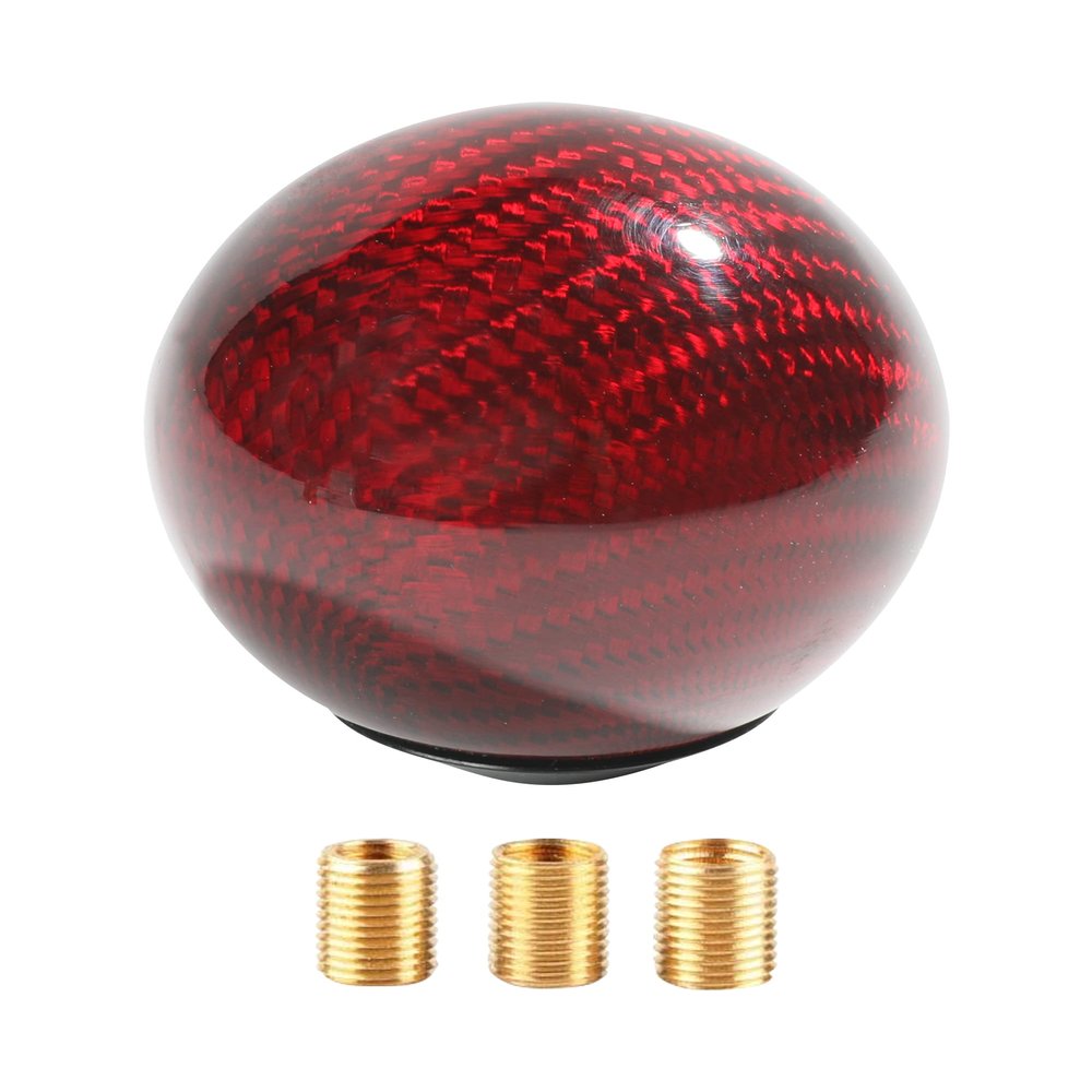 SUJADE YAKEFLY Universal Shifter, Round Carbon Fiber Gear Shift Knob with 3 Aluminum Adapters, Car Shift Lever Stick Knob (Carbon Red)
