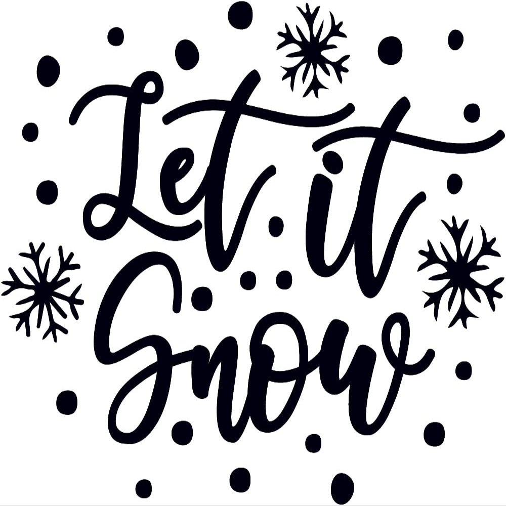 Christmas Let It Snow Snowflake y3025 Vinyl Sticker Decals (Pack of 2) for Car Bumper Window Laptop Tablet Phone (8 inch x 6.4 inch,Black)