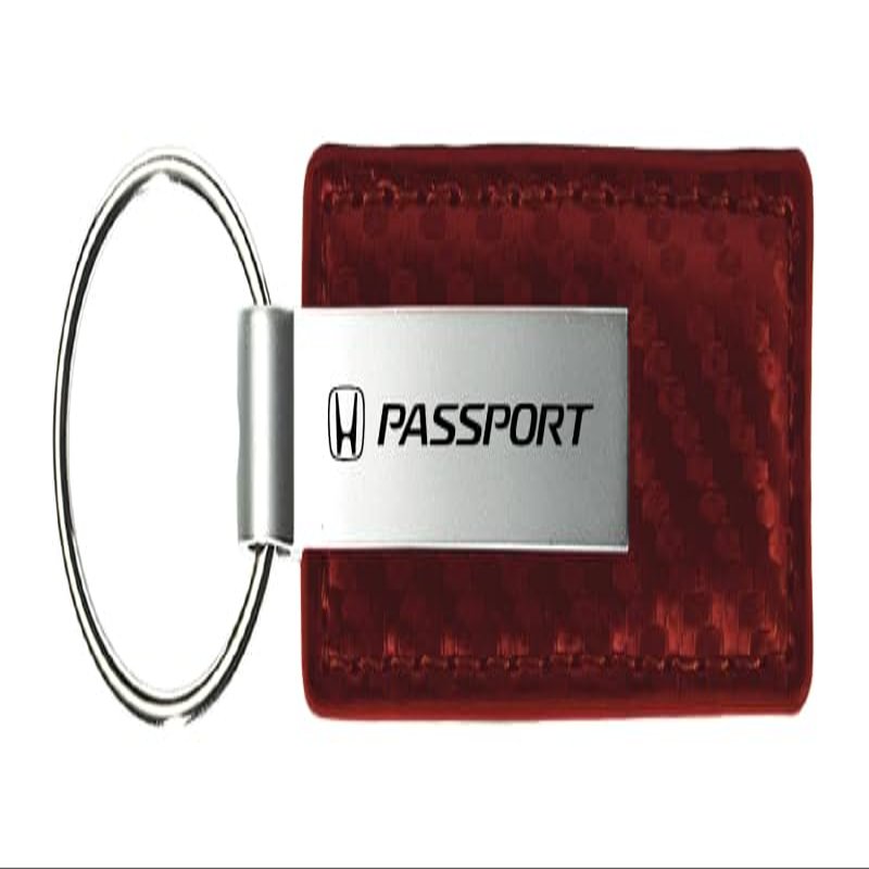 AU-TOMOTIVE GOLD Carbon Fiber Leather Key Chain for Honda Passport (Burgundy)