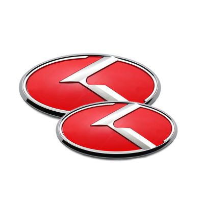 ARKOSKNIGHT 2PCS Vintage K Badge,Front Hood Rear Trunk Emblem Stickers Compatible with Vintage K Accessories (Red Chrome)