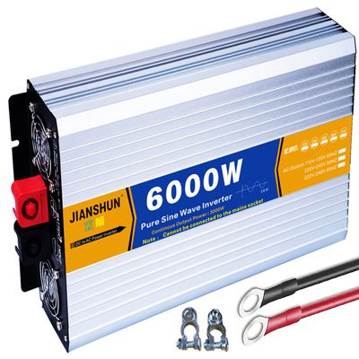 Pure Sine Wave Power Inverter 12V/24V DC to 110V/220V AC Converter 3000W 4000W 5000W 6000W 8000W Intelligent Safe Protections with LCD Display, AC Outlets , for Home RV Solar System ,6000W-12Vto110V
