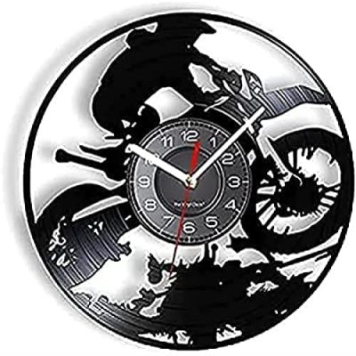 Bedroom Motorcycle Wall Clock Vinyl Record Motorbike Car Bike Riding Vinyl Record Night Light Clock for 12" (30cm)