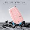 OFFCURVE for Toyota Key Fob Cover Premium Soft TPU Car Key Case Key Holder Fit for 2018-2022 Toyota RAV4 Camry Corolla Avalon C-HR Prius GT86 Highlander Car Smart Key Accessories, Pink view 4