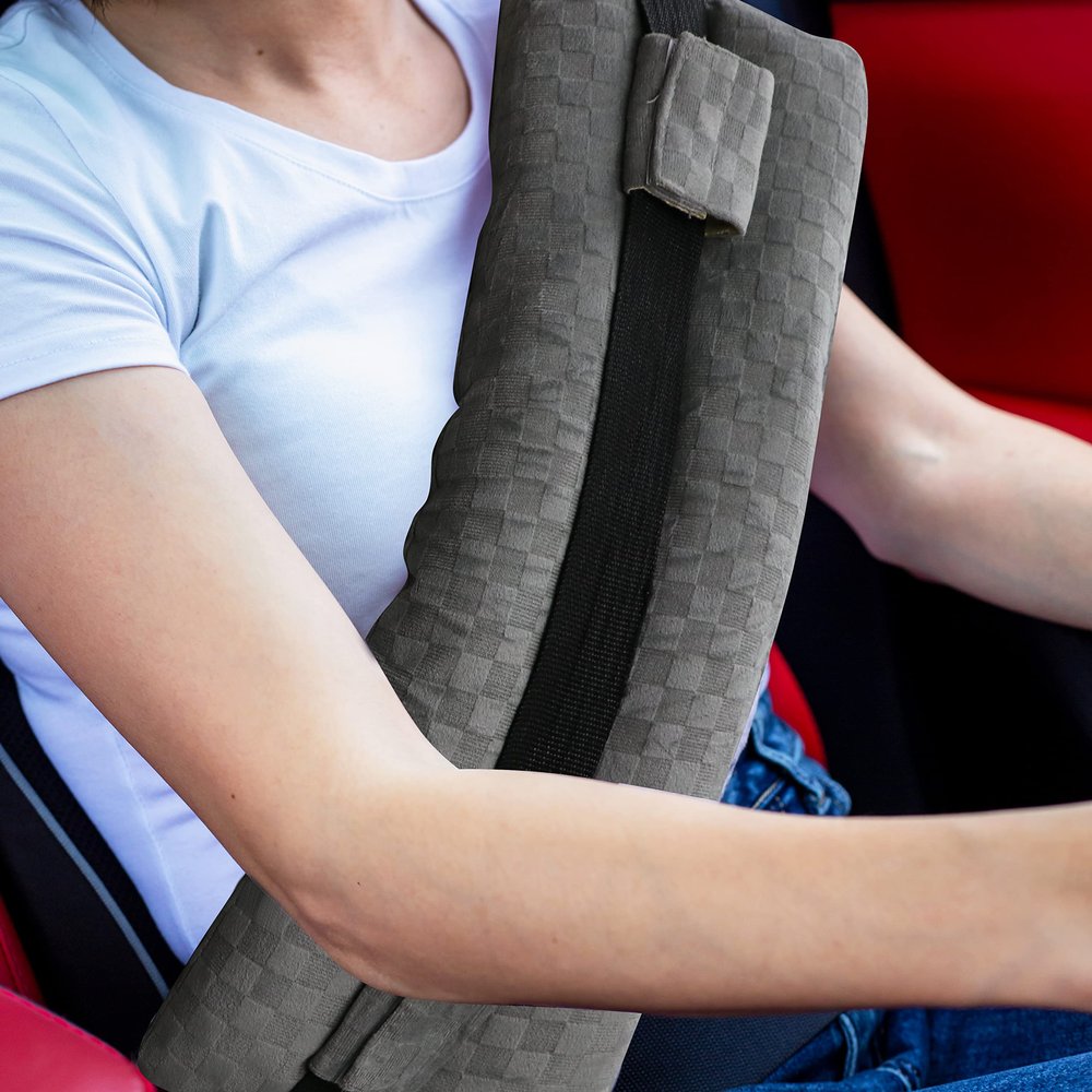 Wumimi Mastectomy Pillow Post Surgery Seat Belt Pillow Cushions Pads Protector for Breast Cancer Port Pacemaker Heart Surgery C-Section Recovery (Light Grey)