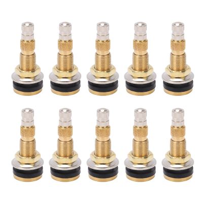 Tubeless Valve Stem, 10PCS TR618A Brass Air Liquid Tire Valve Stems 1 7/8in for Industrial Agricultural Tractor 0.625in Valve Hole