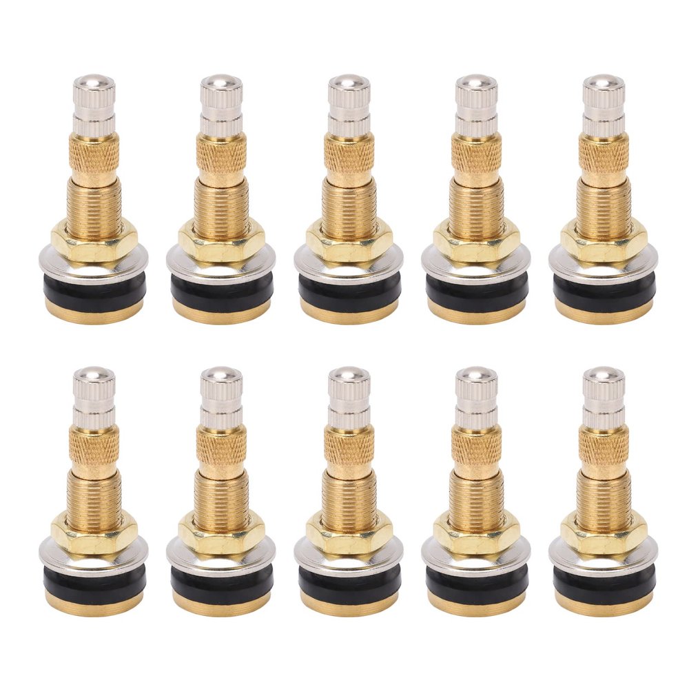 Tubeless Valve Stem, 10PCS TR618A Brass Air Liquid Tire Valve Stems 1 7/8in for Industrial Agricultural Tractor 0.625in Valve Hole