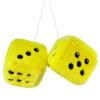 Pair 3 Yellow with Black Dots Mirror Fuzzy Plush Dice, Yellow and Black Soft Plush Car Decorative Hanging Ornament view 1