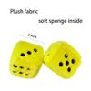 Pair 3 Yellow with Black Dots Mirror Fuzzy Plush Dice, Yellow and Black Soft Plush Car Decorative Hanging Ornament view 2