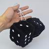Pair 3 Black with White Dots Mirror Fuzzy Plush Dice, Black and White Soft Plush Car Decorative Hanging Ornament view 2