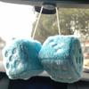 Pair 3 Black with White Dots Mirror Fuzzy Plush Dice, Black and White Soft Plush Car Decorative Hanging Ornament view 4