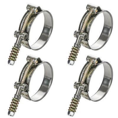 WYSIWYKA 4 Pack T-Bolt Hose Clamps, Stainless Steel Hose Clamp with Reinforcement Spring for Pipe, Turbo Intake Intercooler Clamp Working Range 2.24"-2.55"57-65mm