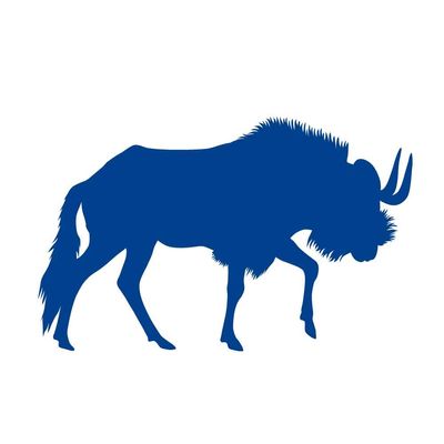 Dark Spark Decals Black Wildebeest, White Tailed GNU 4 inch Blue Indoor Outdoor Vinyl Decal