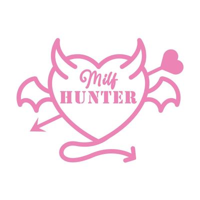Dark Spark Decals Milf Hunter Heart 7 inch Light Pink Indoor Outdoor Vinyl Decal