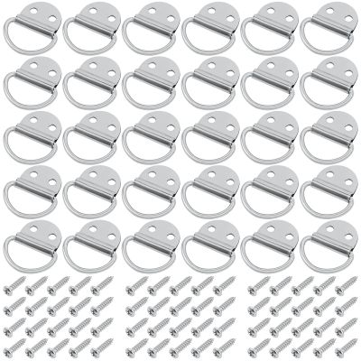 PALOZO 30 Pack Small Steel D-Ring Tie Downs Anchor Lashing Ring, Silver