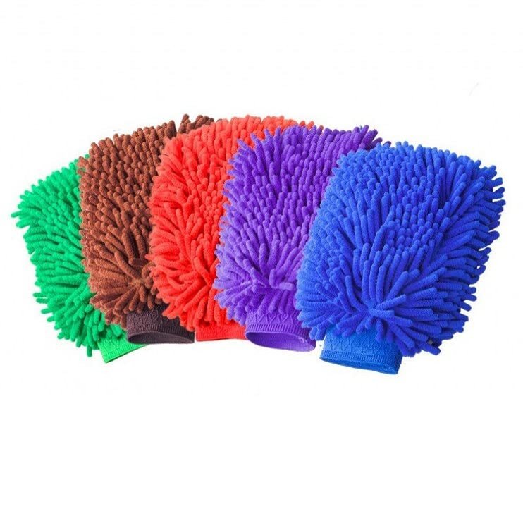 HUFFA Soft Fleece Microfiber Glove for Car Body Washing Plush Gloves Chenille Drying Cloth Water Absorption Glass Cleaning Duster (Color : Random)