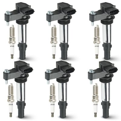 Hurotoms 6PCS Ignition Coil Pack with 6PCS Iridium Spark Plug Compatible with Buick Enclave Allure LaCrosse Rendezvous Cadillac CTS SRX STS Chevrolet Traverse GMC Saturn 2.8L 3.6L, Replace for UF375