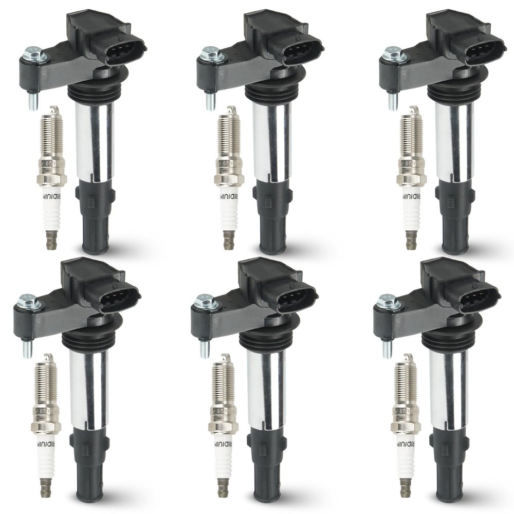Hurotoms 6PCS Ignition Coil Pack with 6PCS Iridium Spark Plug Compatible with Buick Enclave Allure LaCrosse Rendezvous Cadillac CTS SRX STS Chevrolet Traverse GMC Saturn 2.8L 3.6L, Replace for UF375