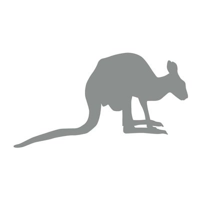 Dark Spark Decals Kangaroo Crouching 11 inch Grey Indoor Outdoor Vinyl Decal