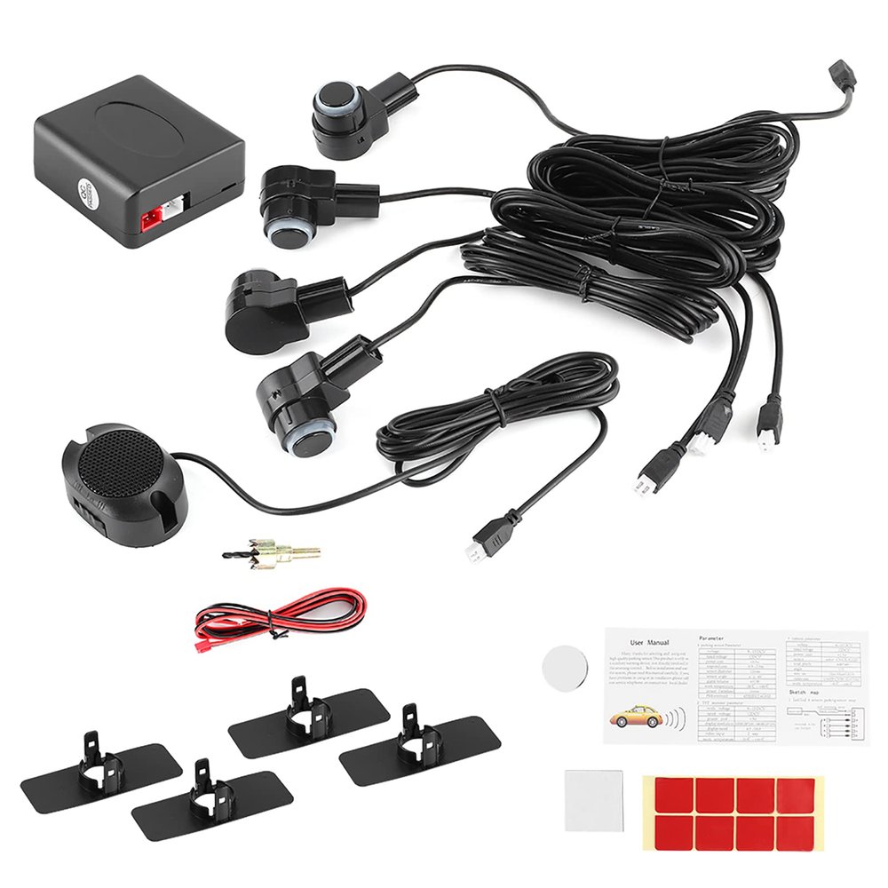 Backup Monitor Reverse Parking Assistant Intelligent Parking Assistance System 4 Sensor Probe Car Auto Reverse 65dB Buzzer Alert Kit