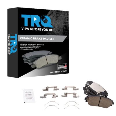TRQ Front Brake Pads Ceramic Hardware Wear Sensor