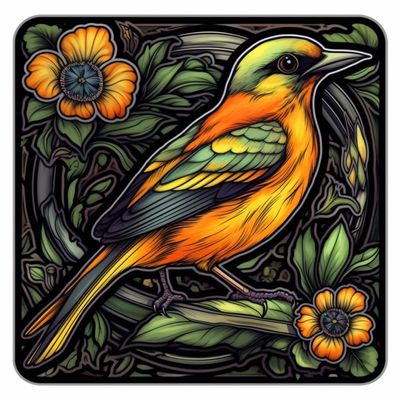 Yoonek Graphics Maryland Baltimore Oriole Bird Black-Eyed Susan Flower Vinyl Decal Sticker for Car, Laptop, Tumbler, More. #008783-8