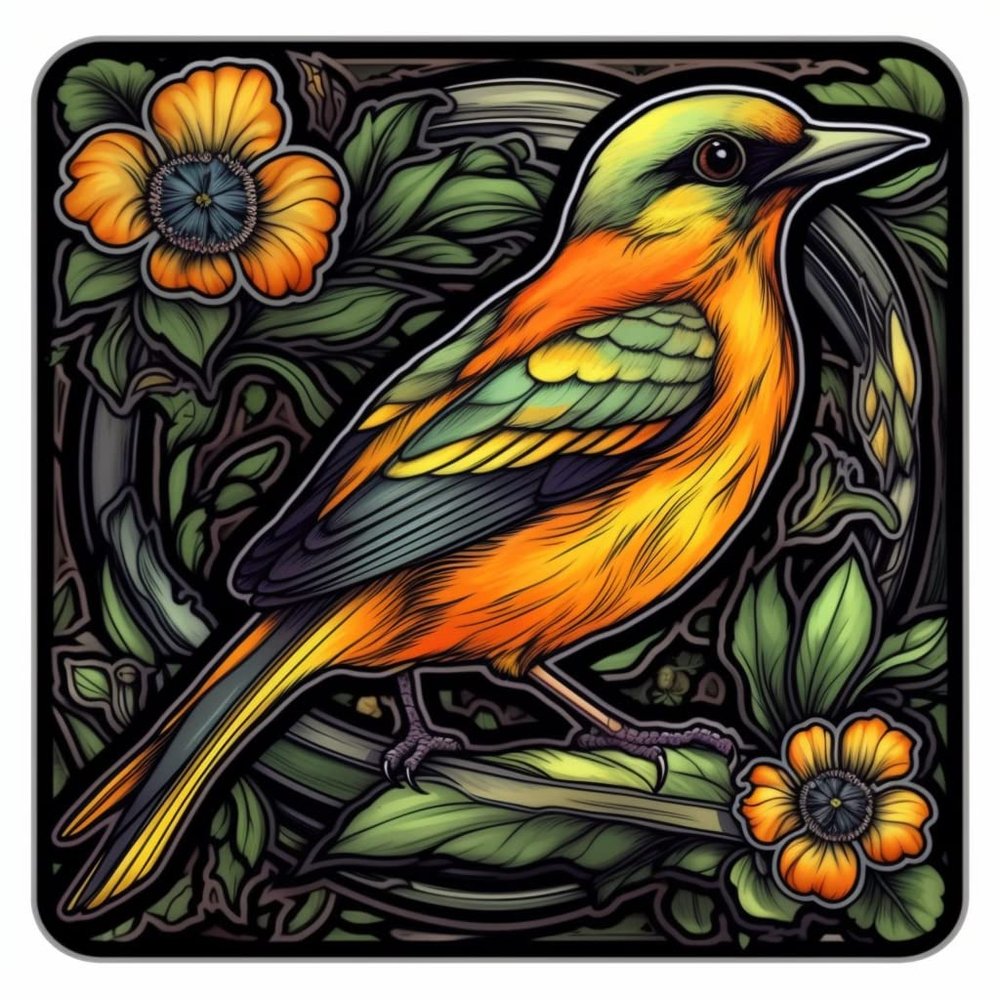 Yoonek Graphics Maryland Baltimore Oriole Bird Black-Eyed Susan Flower Vinyl Decal Sticker for Car, Laptop, Tumbler, More. #008783-8