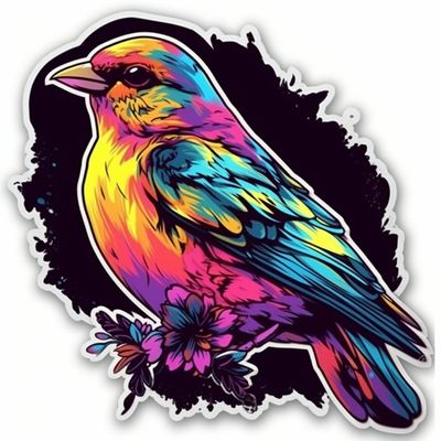 Yoonek Graphics New Jersey Eastern Goldfinch Bird Violet Flower Vinyl Decal Sticker for Car, Laptop, Tumbler, More. #008912-4"