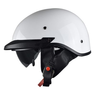 Motorcycle Half Helmet with Sun Visor Motorcycle Helmets for Men Women Helmet for Adult Scooter ATV Cruiser DOT Approved (White, Medium)