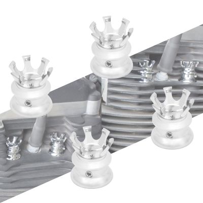 HCmotorku Motorcycle Head Bolt Covers Spark Plug Caps King Crown Fit For Harley Sportster XL883 Dyna Softail Tiwn Cam Big Twin Evolution 1340 Chrome 4PCS
