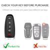 CACARLIKE for Ford Key Fob Cover with Leather Lanyard, Car Key Fob Case Compatible with Ford CMAX Edge Escape Expedition Explorer Flex Focus Taurus Lincoln Smart Key Protector Holder view 2