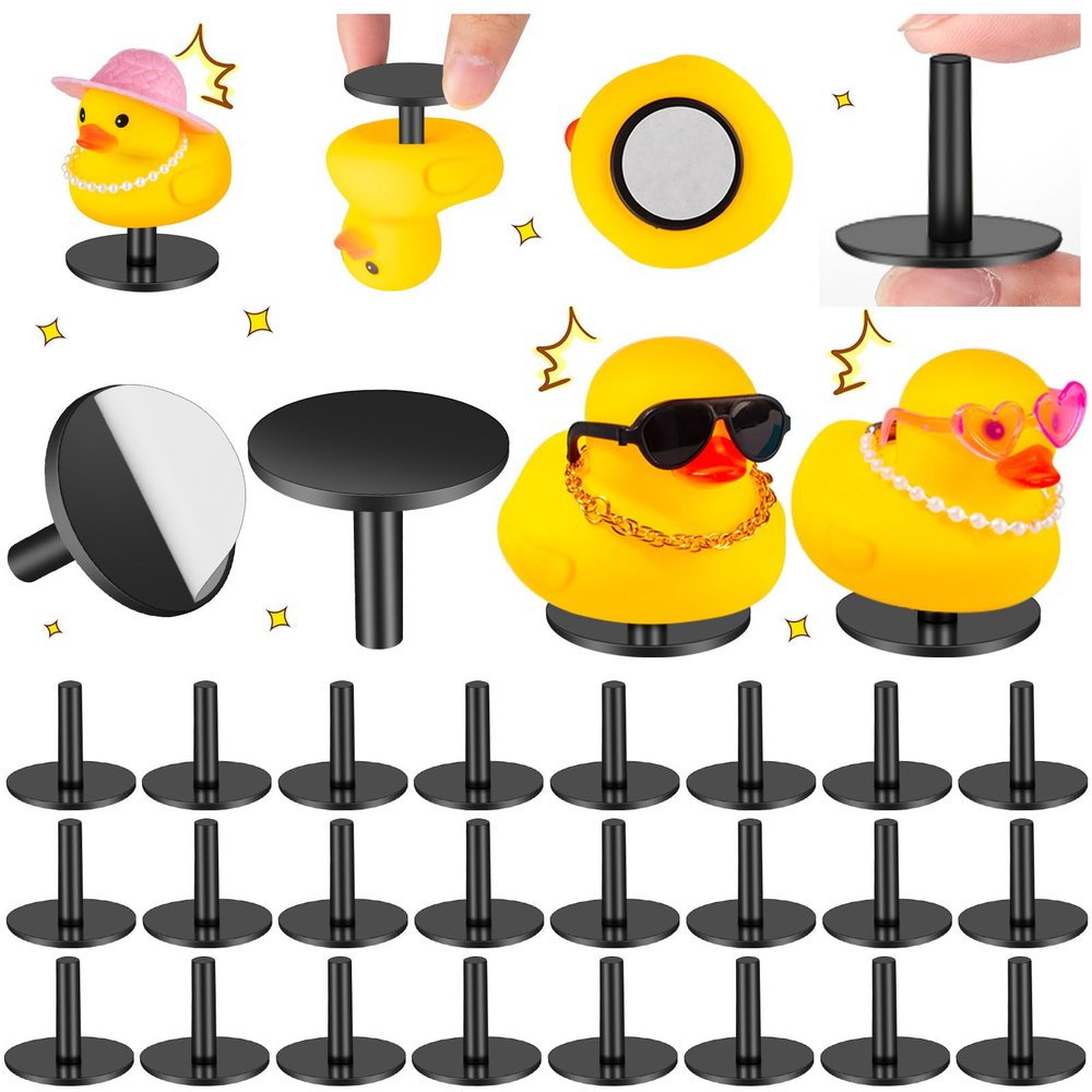 ZHWKMYP 20Pcs Duck Holder, Black Plastic Duck Plug Holders for Car Dash, Rubber Ducks Mounts for Car Dashboard Lover (Excluding Rubber Ducks)