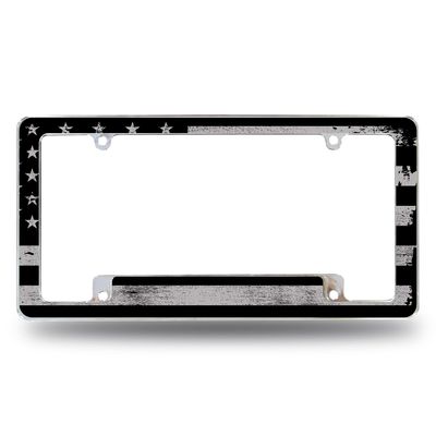 Rico Industries USA Blackout Flag All Over Automotive License Plate Frame for Car/Truck/SUV (12" x 6")