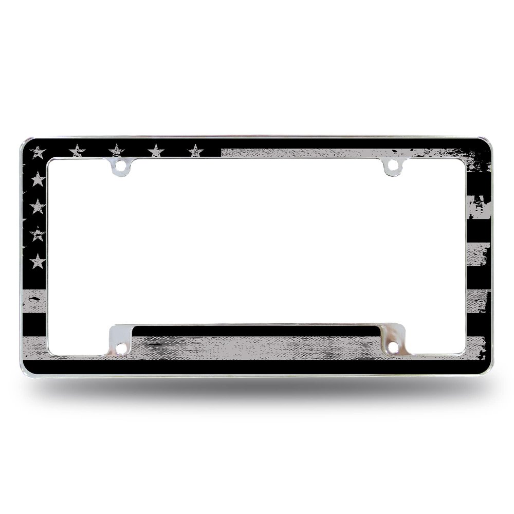 Rico Industries USA Blackout Flag All Over Automotive License Plate Frame for Car/Truck/SUV (12" x 6")